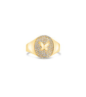 Diamond Butterfly Pinky Ring - 14K Yellow Gold / 3.5 - Olive & Chain Fine Jewelry