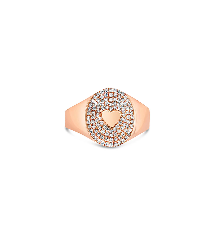 Diamond Heart Pinky Ring - 14K Rose Gold / 3.5 - Olive & Chain Fine Jewelry