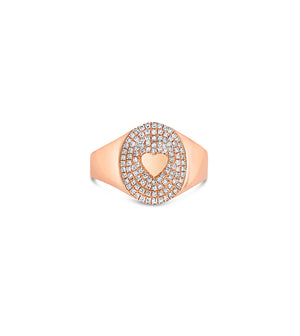 Diamond Heart Pinky Ring - 14K Rose Gold / 3.5 - Olive & Chain Fine Jewelry