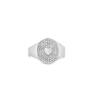 Diamond Heart Pinky Ring - 14K White Gold / 3.5 - Olive & Chain Fine Jewelry