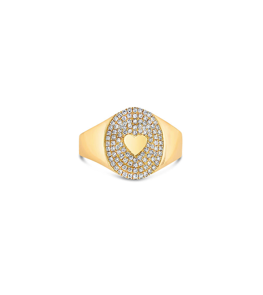 Diamond Heart Pinky Ring - 14K Yellow Gold / 3.5 - Olive & Chain Fine Jewelry