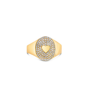 Diamond Heart Pinky Ring - 14K Yellow Gold / 3.5 - Olive & Chain Fine Jewelry