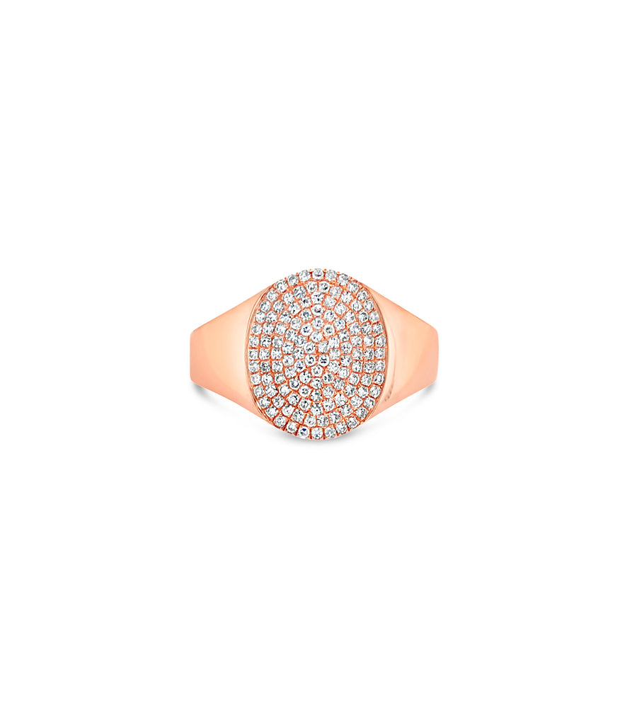 Diamond Oval Pinky Ring - 14K Rose Gold / 3.5 - Olive & Chain Fine Jewelry