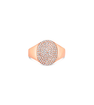 Diamond Oval Pinky Ring - 14K Rose Gold / 3.5 - Olive & Chain Fine Jewelry