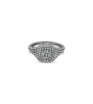 Diamond Cushion Pinky Ring - 14K Black Gold / 3 - Olive & Chain Fine Jewelry