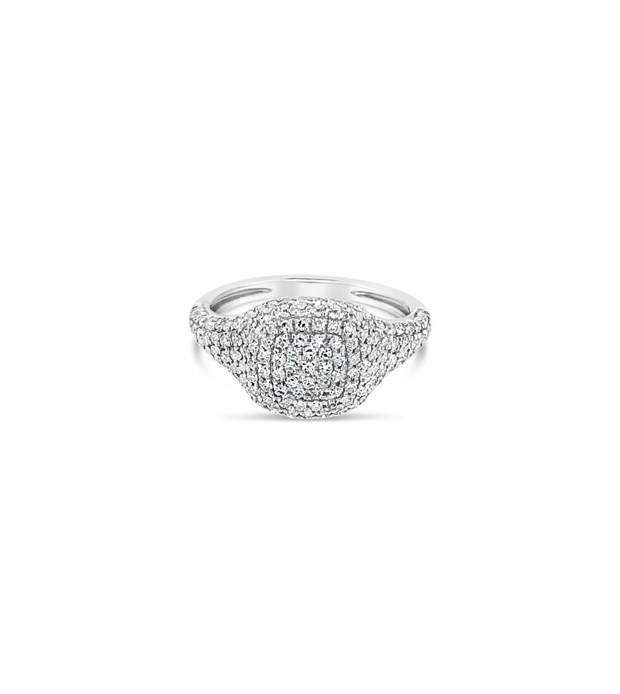 Diamond Cushion Pinky Ring - 14K White Gold / 3 - Olive & Chain Fine Jewelry