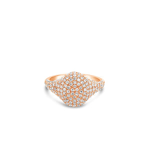 Diamond Oval Pinky Ring - 14K Rose Gold / 3.5 - OLIVE & CHAIN Fine Jewelry