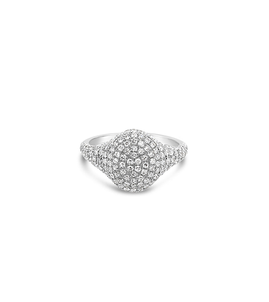 Diamond Oval Pinky Ring - 14K White Gold / 3.5 - OLIVE & CHAIN Fine Jewelry
