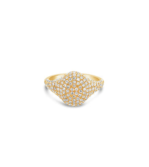 Diamond Oval Pinky Ring - 14K Yellow Gold / 3.5 - OLIVE & CHAIN Fine Jewelry