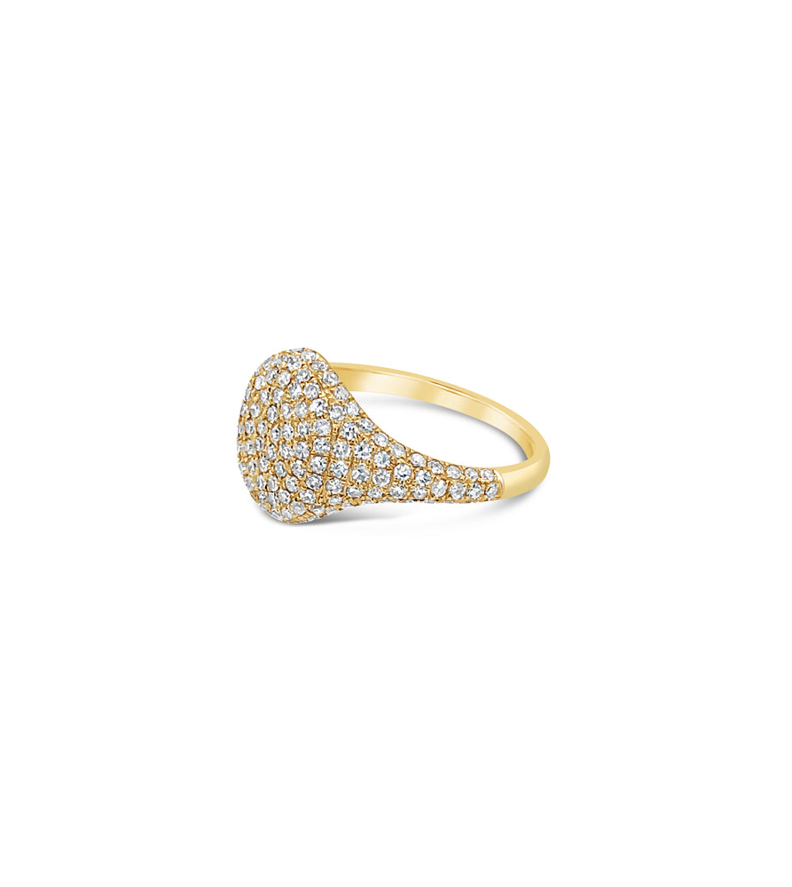 Diamond Oval Pinky Ring - 14K - OLIVE & CHAIN Fine Jewelry