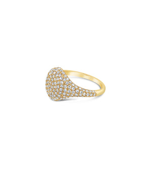 Diamond Oval Pinky Ring - 14K - OLIVE & CHAIN Fine Jewelry
