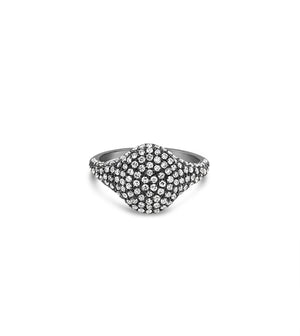 Diamond Oval Pinky Ring - 14K Black Gold / 3.5 - OLIVE & CHAIN Fine Jewelry