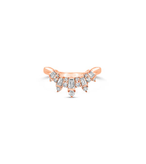 Diamond Baguette Chevron Ring - 14K Rose Gold / 5 - Olive & Chain Fine Jewelry