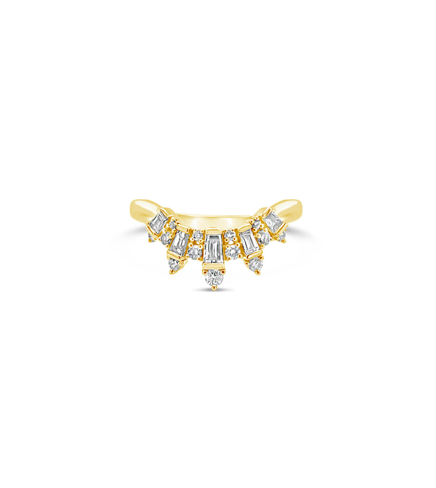 Diamond Baguette Chevron Ring - 14K Yellow Gold / 5 - Olive & Chain Fine Jewelry