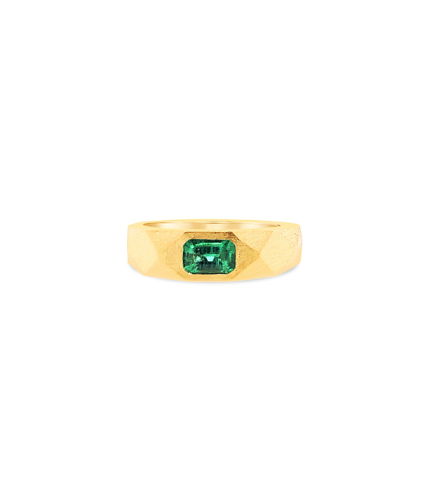 Emerald Geometric Band - 14K Yellow Gold / 5 - Olive & Chain Fine Jewelry