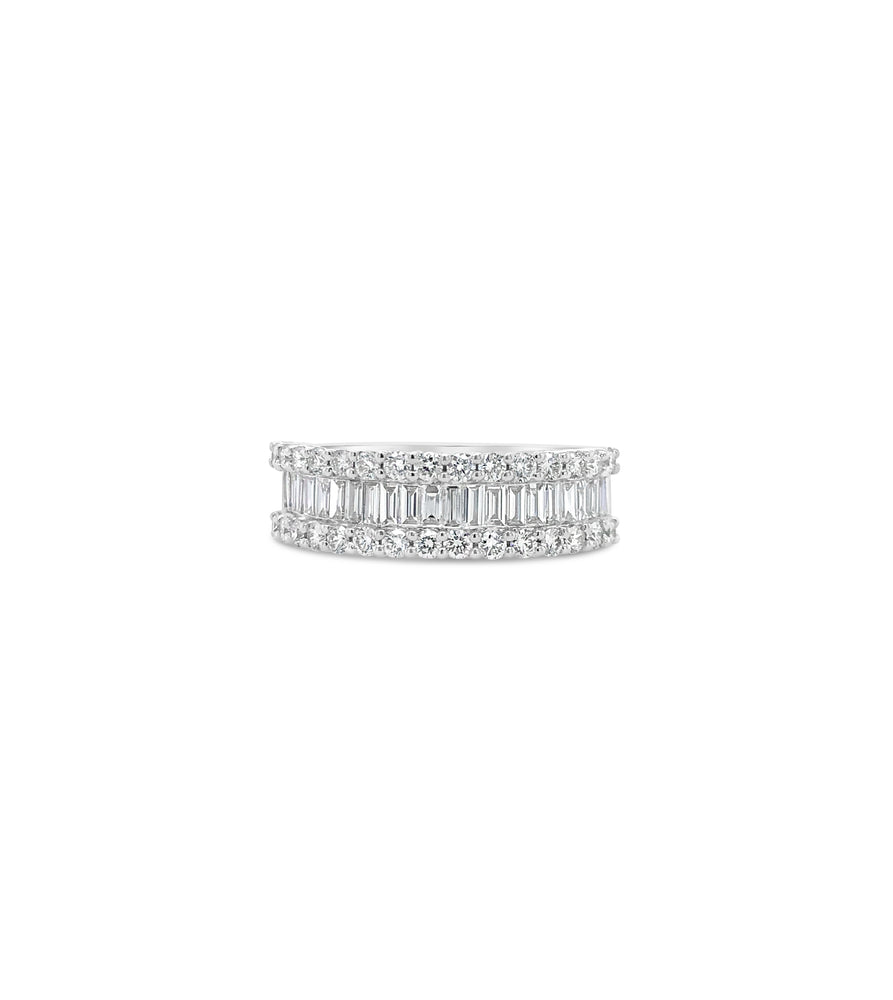 Baguette & Round Diamond Band - 14K White Gold / Medium / 4 - Olive & Chain Fine Jewelry