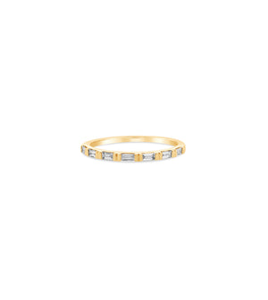 Diamond Baguette Bar Set Band - 14K Yellow Gold / 5 - Olive & Chain Fine Jewelry