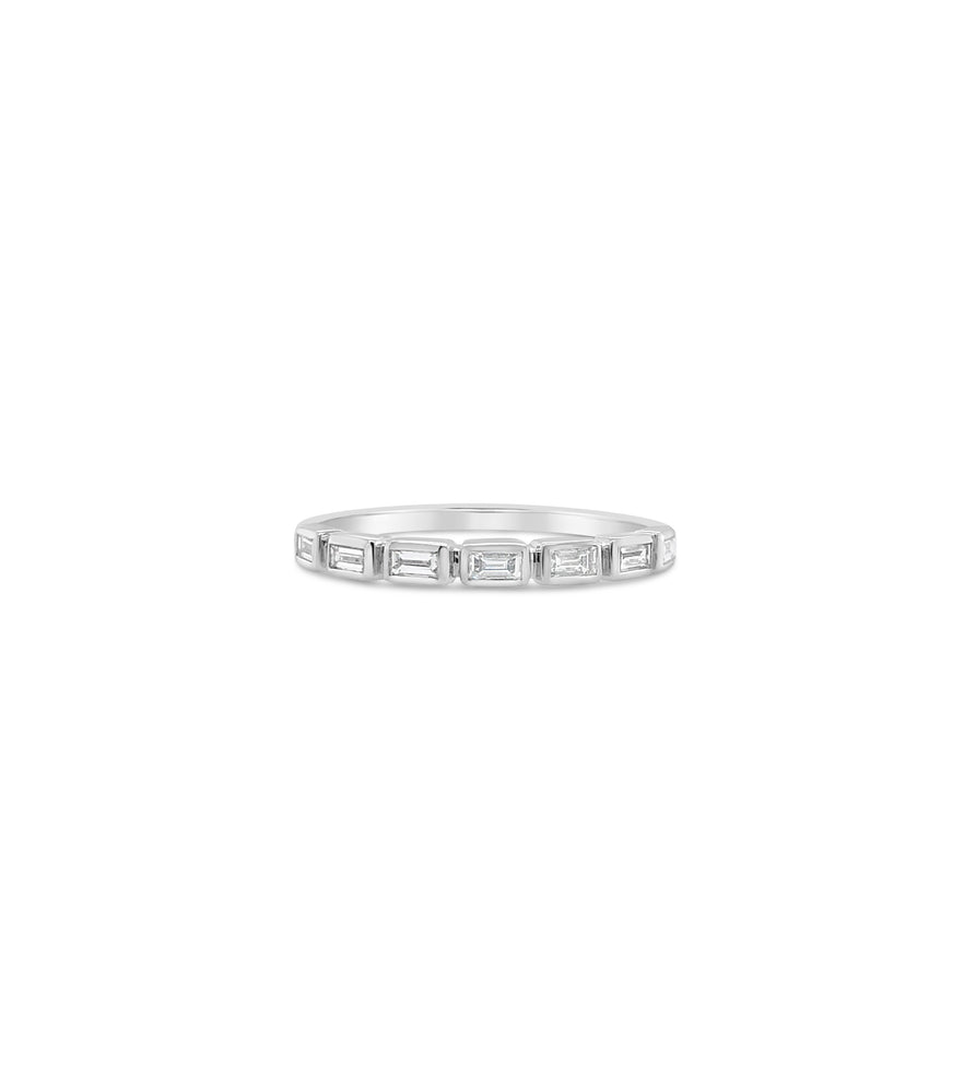 Diamond Baguette Bezel Set Band - 14K White Gold / 5 - OLIVE & CHAIN Fine Jewelry