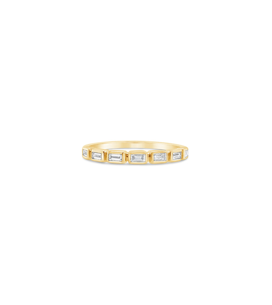 Diamond Baguette Bezel Set Band - 14K Rose Gold / 5 - OLIVE & CHAIN Fine Jewelry