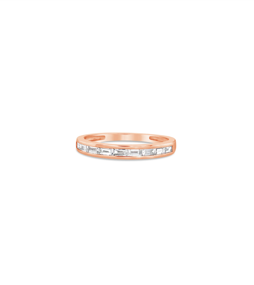 Diamond Baguette Channel Set Band - 14K Rose Gold / 5 - OLIVE & CHAIN Fine Jewelry