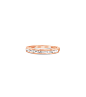 Diamond Baguette Channel Set Band - 14K Rose Gold / 5 - OLIVE & CHAIN Fine Jewelry