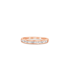 Diamond Baguette Channel Set Band - 14K Rose Gold / 5 - Olive & Chain Fine Jewelry