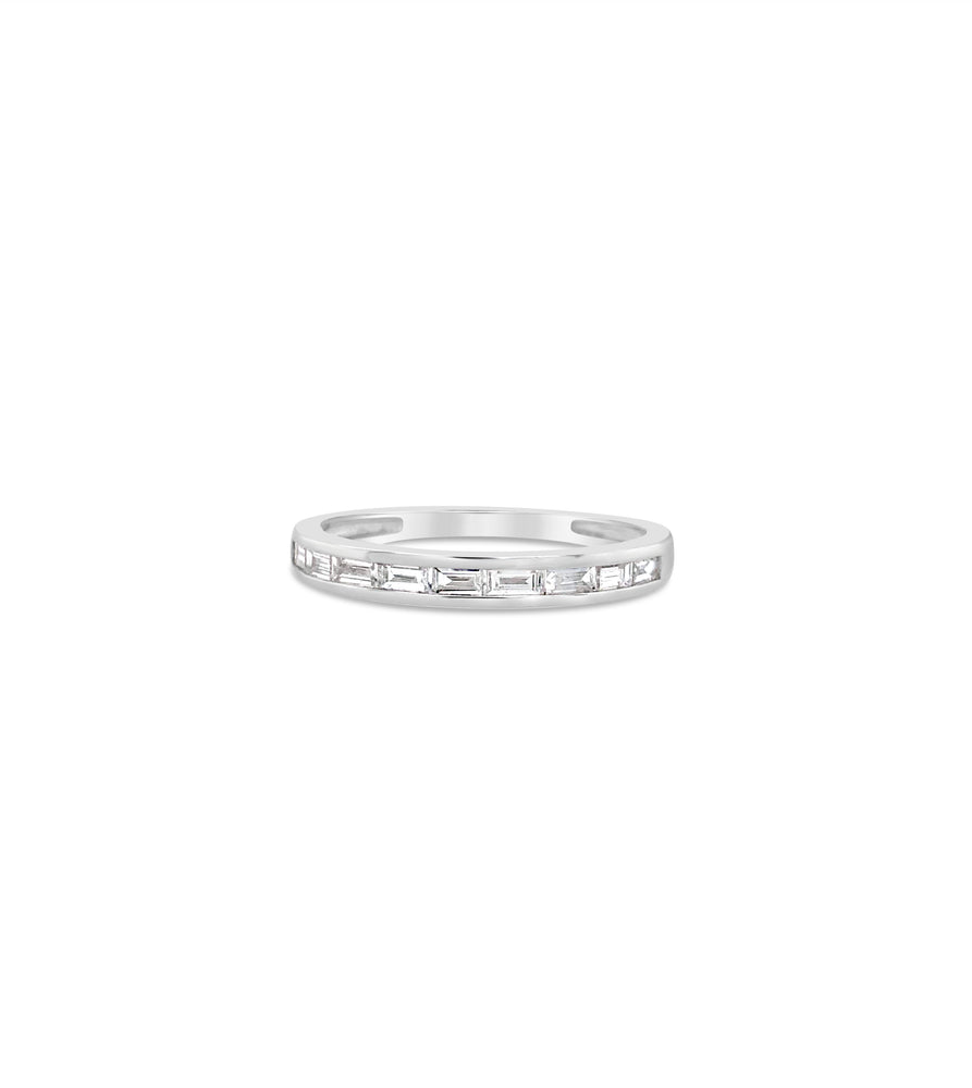 Diamond Baguette Channel Set Band - 14K White Gold / 5 - OLIVE & CHAIN Fine Jewelry
