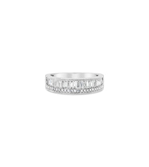Diamond Baguette & Round Band - 14K  - Olive & Chain Fine Jewelry