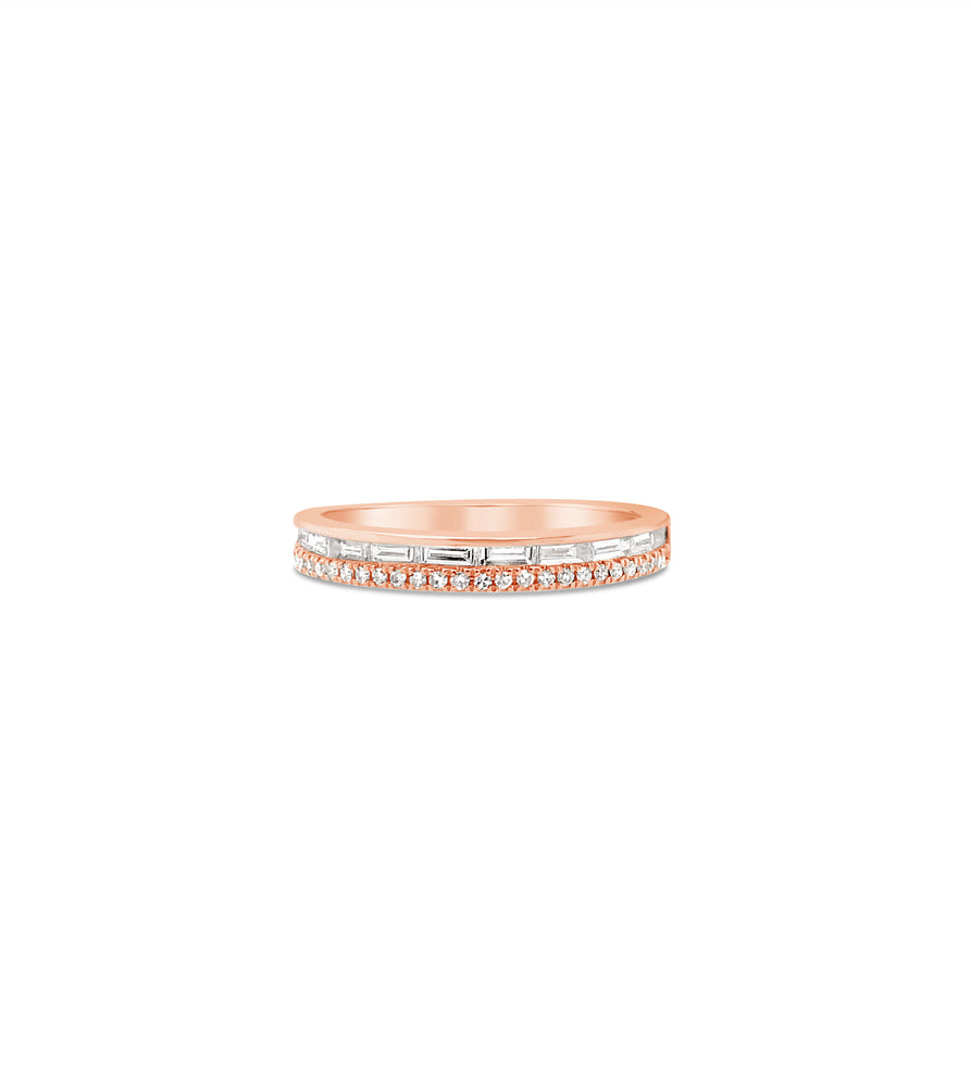 Baguette & Round Diamond Band - 14K Rose Gold / 5 - Olive & Chain Fine Jewelry