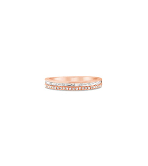 Baguette & Round Diamond Band - 14K Rose Gold / 5 - Olive & Chain Fine Jewelry