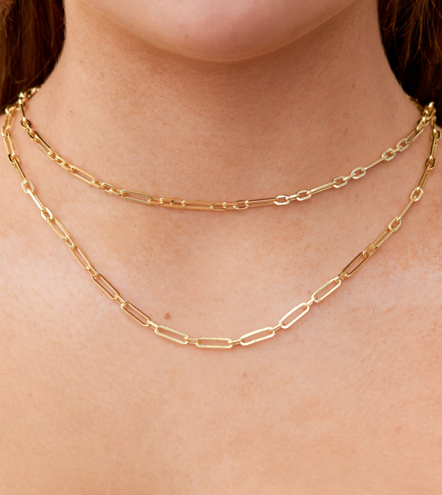 14k Gold Paperclip Link Chain Necklace - 14K  - Olive & Chain Fine Jewelry