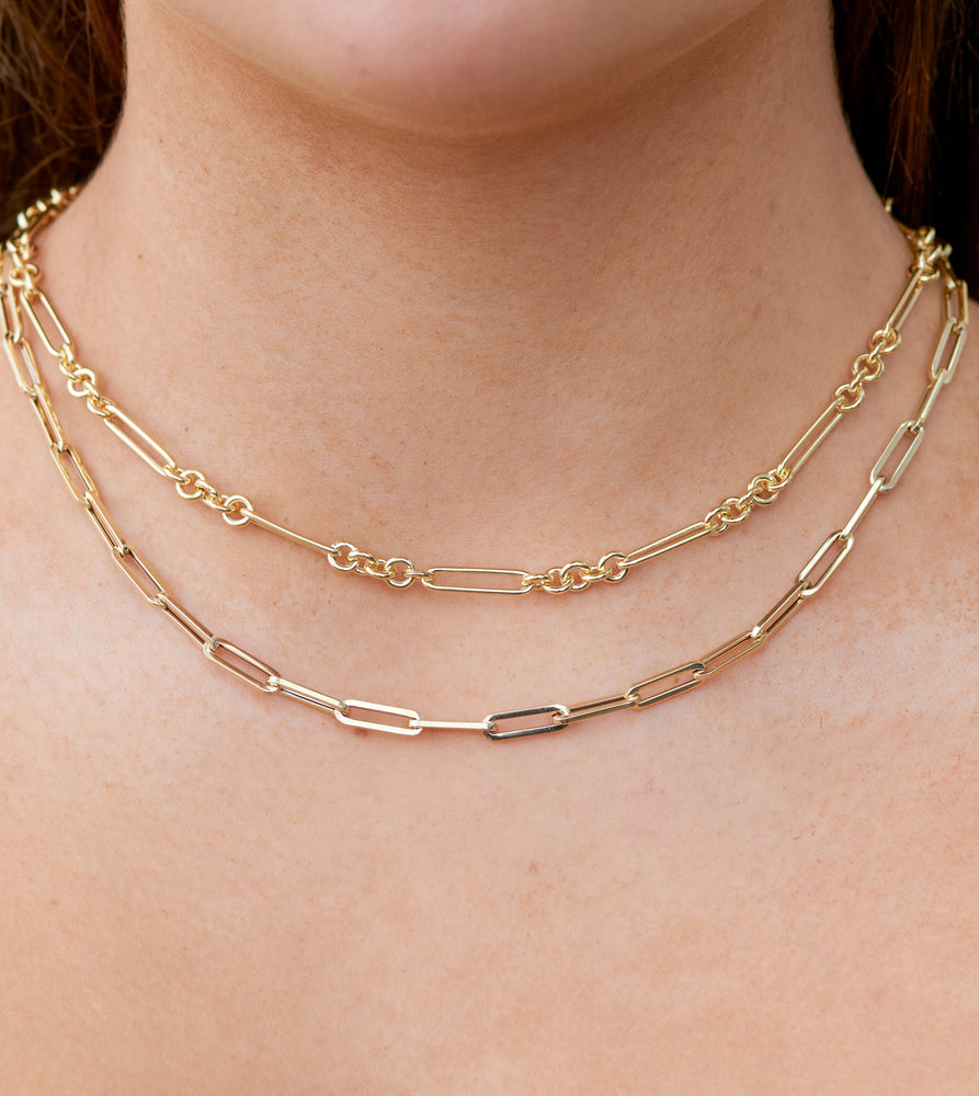 14k Gold Paperclip Belcher Chain Necklace - 14K - OLIVE & CHAIN Fine Jewelry