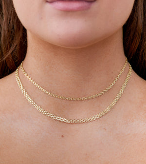 14k Gold Bismark Mesh Chain Necklace - 14K - OLIVE & CHAIN Fine Jewelry