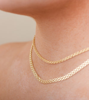 14k Gold Bismark Mesh Chain Necklace - 14K - OLIVE & CHAIN Fine Jewelry