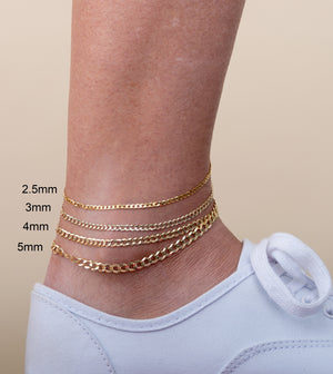10k Gold Curb Link Chain Anklet - 14K  - Olive & Chain Fine Jewelry