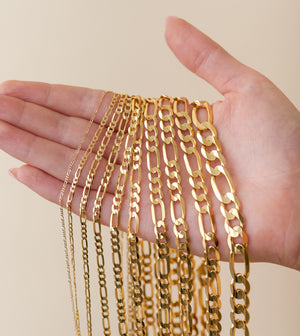 10k Gold Figaro Chain Necklace - 14K  - Olive & Chain Fine Jewelry