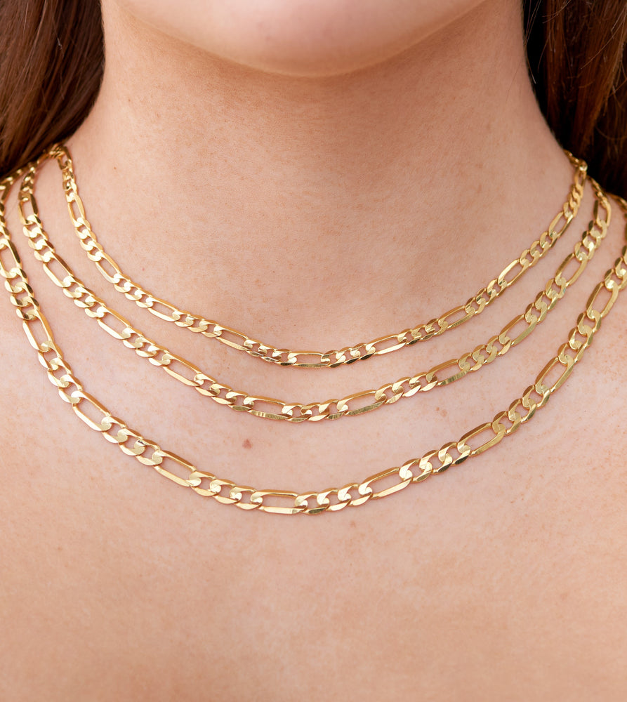 10k Gold Figaro Chain Necklace - 14K  - Olive & Chain Fine Jewelry
