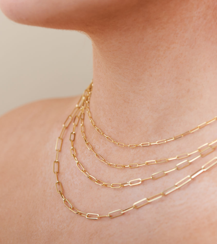 10k Gold Paperclip Chain Necklace - 14K - OLIVE & CHAIN Fine Jewelry