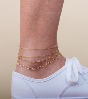 10K Gold Paperclip Chain Anklet - 14K - OLIVE & CHAIN Fine Jewelry