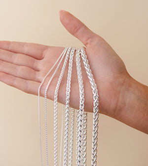 Silver Wheat Spiga Chain Necklace - 14K  - Olive & Chain Fine Jewelry