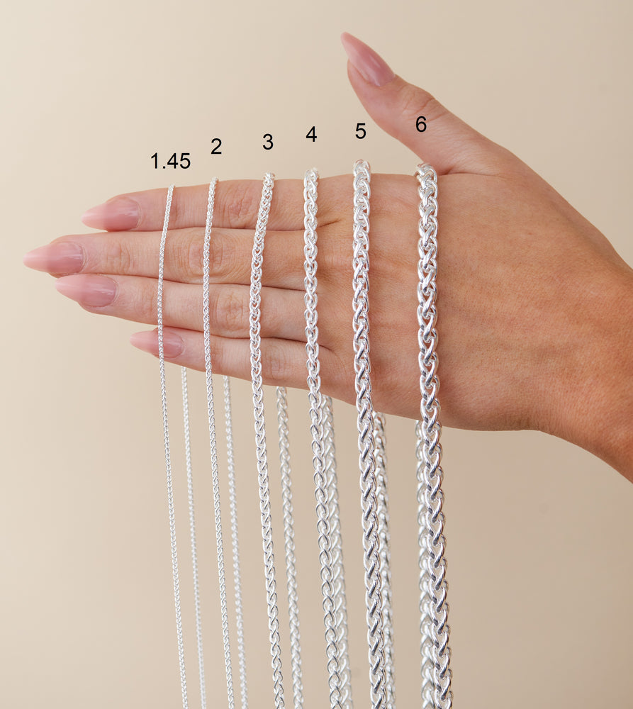 Silver Wheat Spiga Chain Necklace - 14K  - Olive & Chain Fine Jewelry