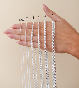Silver Wheat Spiga Chain Necklace - 14K  - Olive & Chain Fine Jewelry