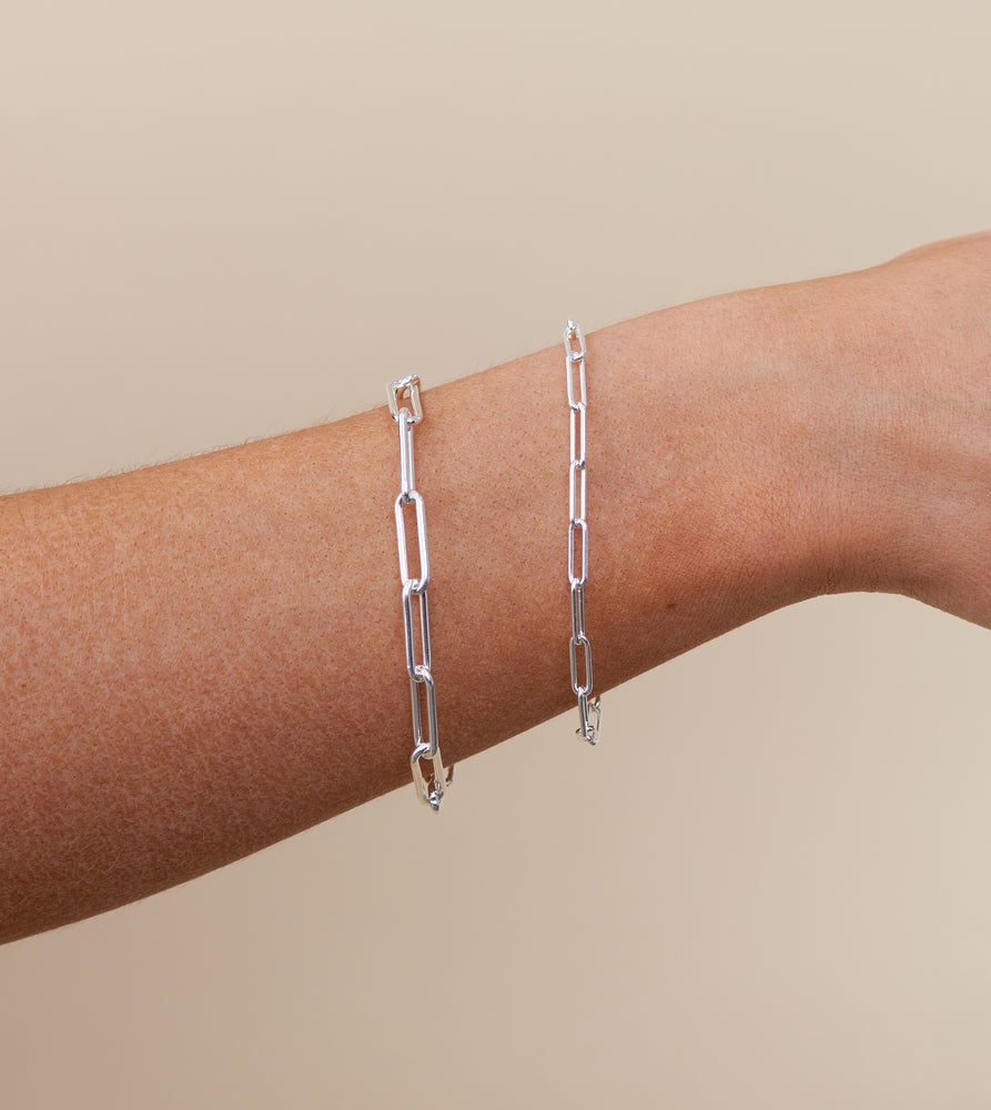 Silver Paperclip Link Chain Bracelet - 14K  - Olive & Chain Fine Jewelry