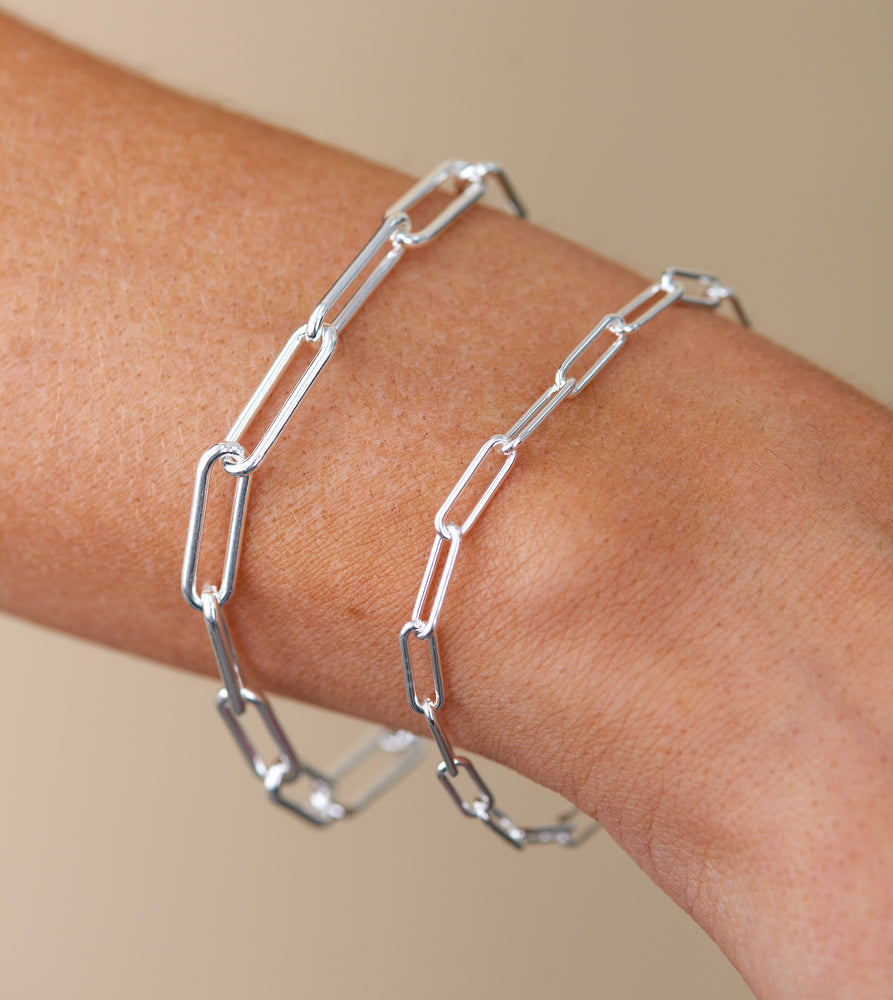 Silver Paperclip Link Chain Bracelet - 14K  - Olive & Chain Fine Jewelry