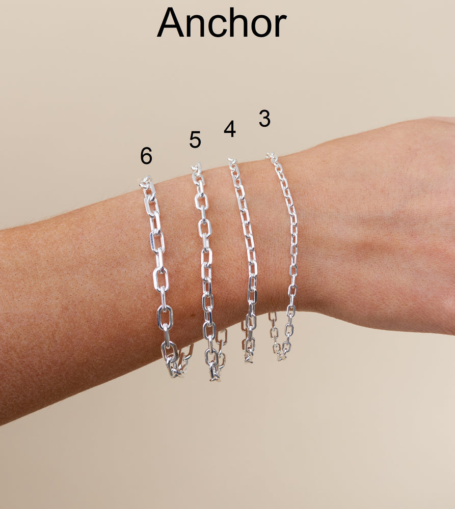 Silver Anchor Link Chain Bracelet - 14K  - Olive & Chain Fine Jewelry