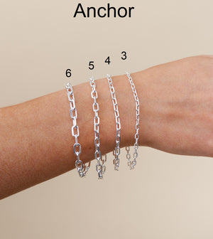 Silver Anchor Link Chain Bracelet - 14K  - Olive & Chain Fine Jewelry