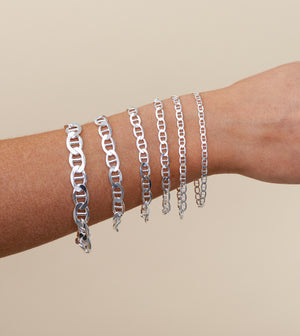 Silver Flat Mariner Chain Bracelet - 14K  - Olive & Chain Fine Jewelry