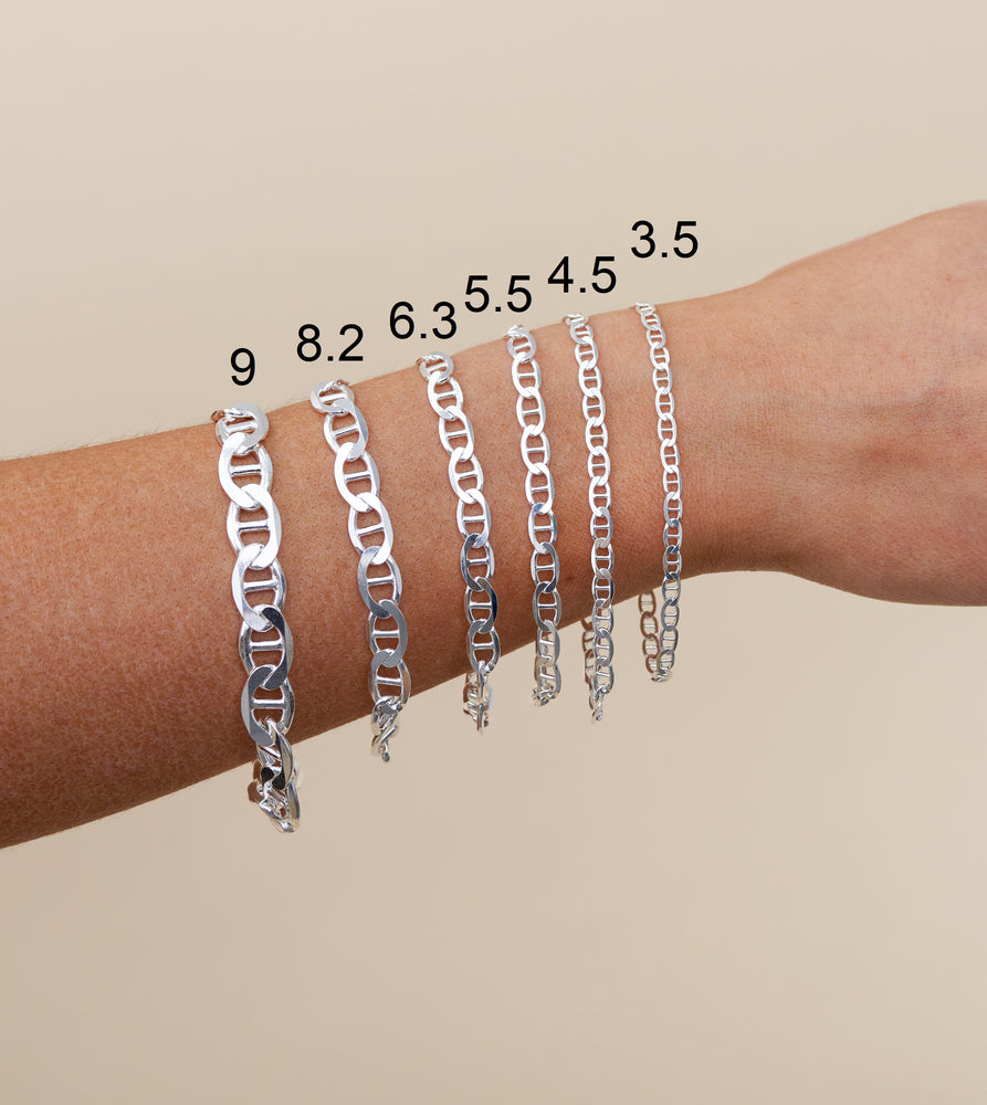 Silver Flat Mariner Chain Bracelet - 14K  - Olive & Chain Fine Jewelry