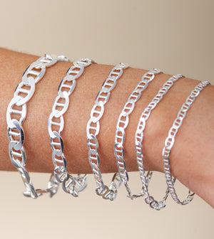 Silver Flat Mariner Chain Bracelet - 14K  - Olive & Chain Fine Jewelry