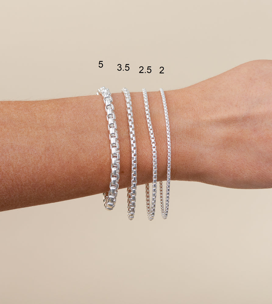 Silver Round Box Chain Bracelet - 14K  - Olive & Chain Fine Jewelry